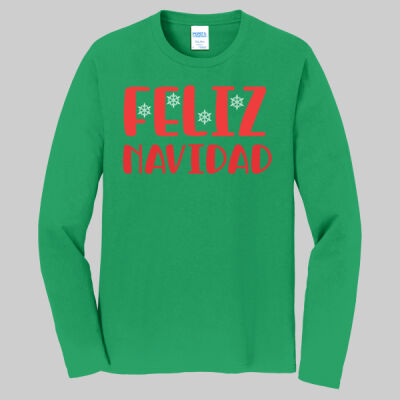 Adult Long Sleeve Shirt - Feliz Navidad - Red Thumbnail